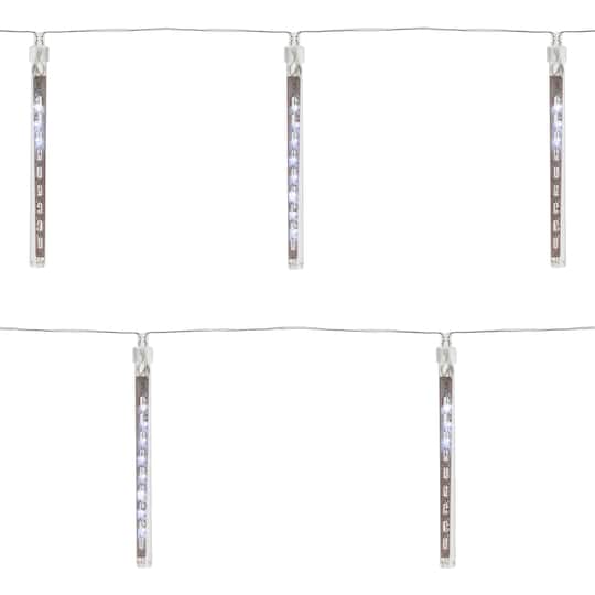 10ct. White Transparent Dripping Icicle Snowfall Christmas Light Tubes with Clear Wire